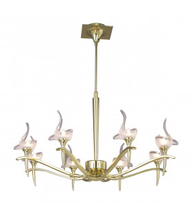 Viena Telescopic Pendant Round 8 Light G9 Polished Brass-1