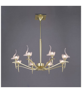 Viena Telescopic Pendant Round 8 Light G9 Polished Brass-2