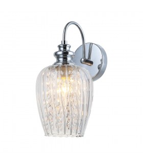 Wall Lamp Chrome 1 Light  with Glass Shade, E14 - 1