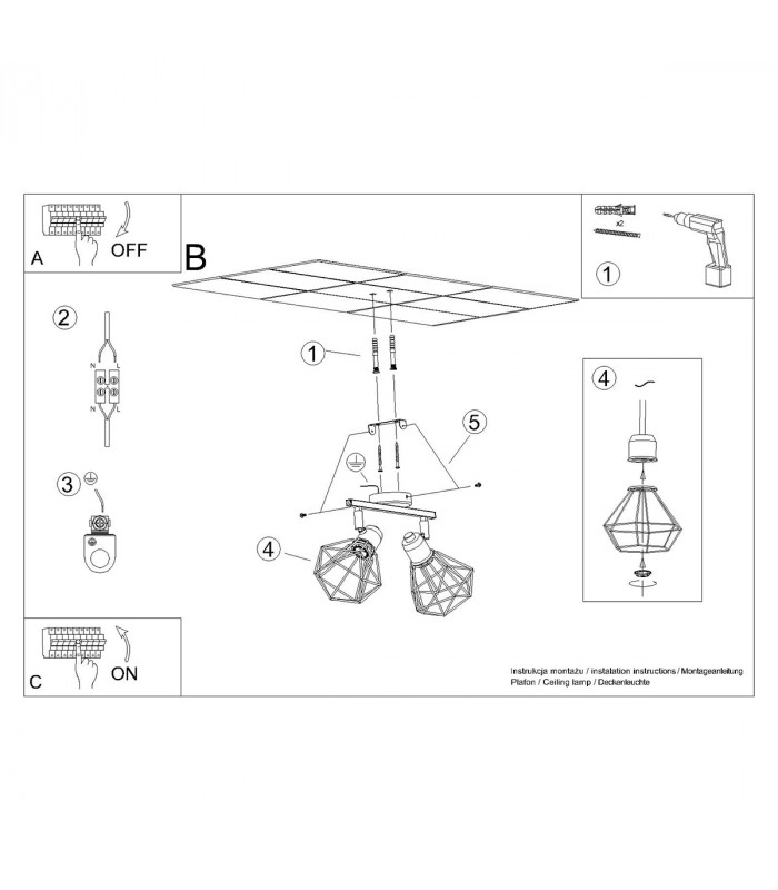 Artemis Twin Ceiling Spotlight Black-6