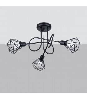 Artemis Multi Arm Semi Flush Ceiling Lamp Black-2