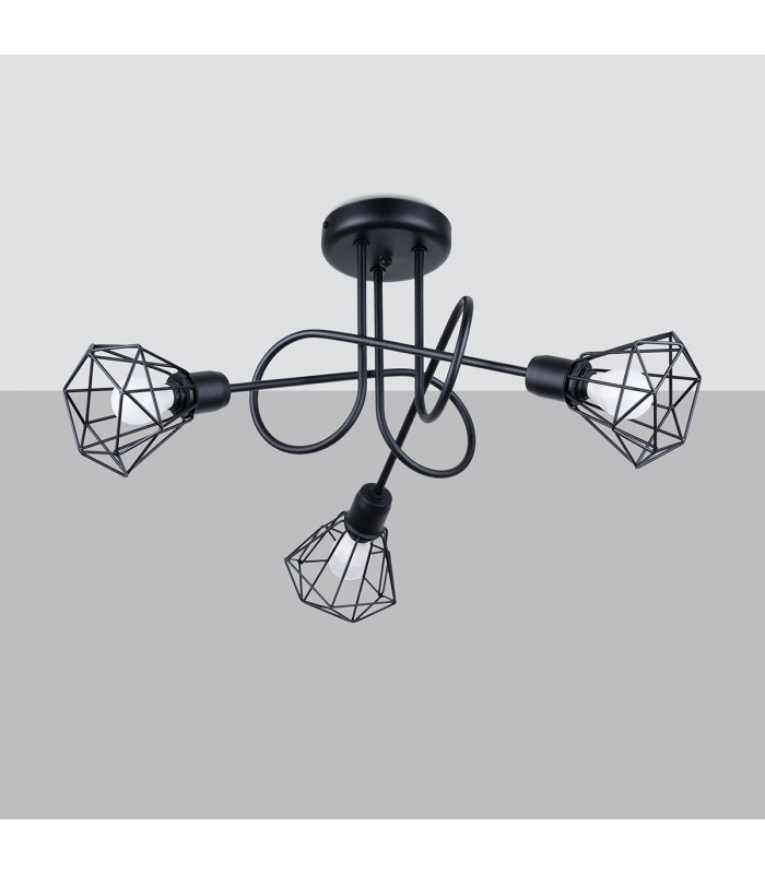 Artemis Multi Arm Semi Flush Ceiling Lamp Black-2