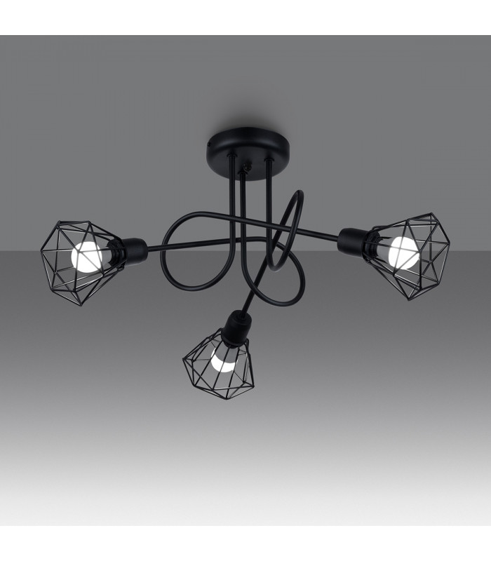 Artemis Multi Arm Semi Flush Ceiling Lamp Black-3