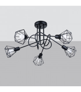 Artemis Multi Arm Semi Flush Ceiling Lamp Black-2
