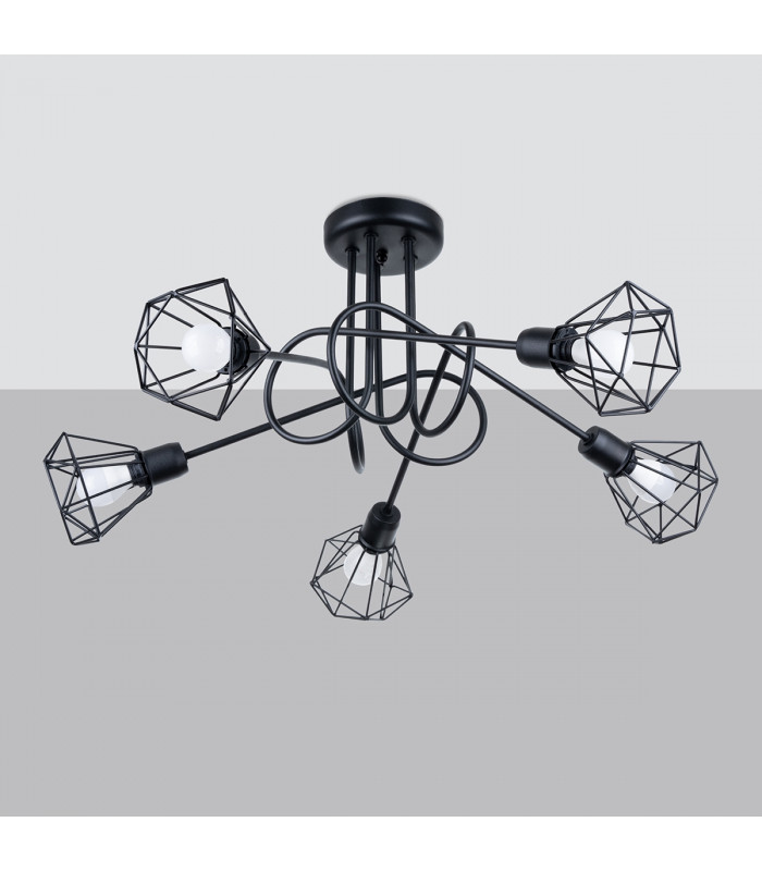 Artemis Multi Arm Semi Flush Ceiling Lamp Black-2