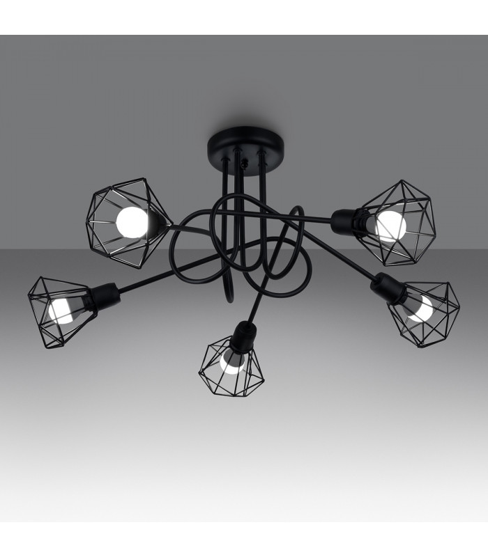 Artemis Multi Arm Semi Flush Ceiling Lamp Black-3