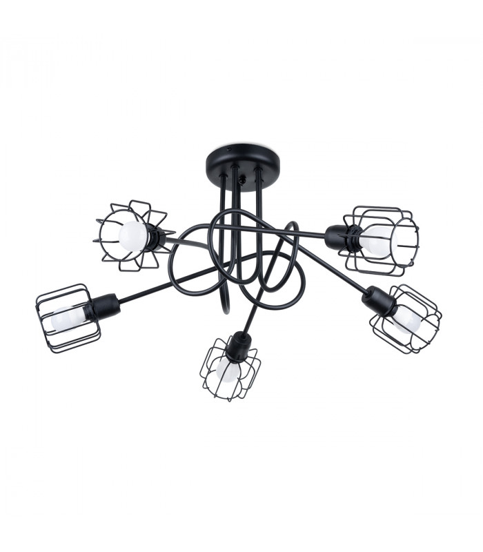 Beluci Multi Arm Semi Flush Ceiling Lamp Black-1
