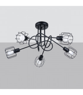 Beluci Multi Arm Semi Flush Ceiling Lamp Black-2