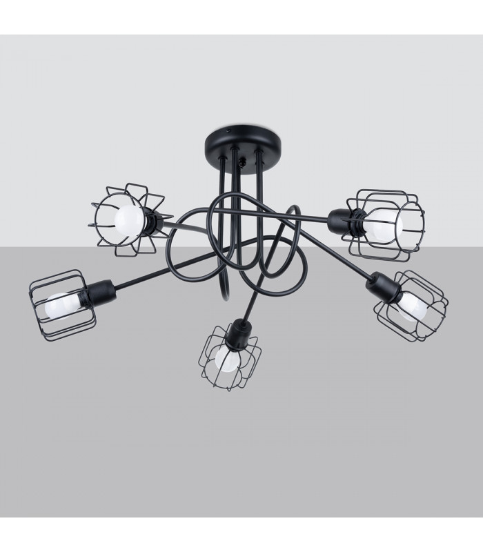Beluci Multi Arm Semi Flush Ceiling Lamp Black-2