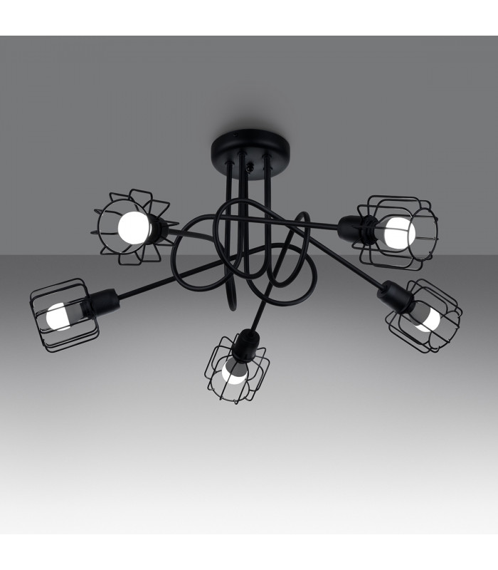 Beluci Multi Arm Semi Flush Ceiling Lamp Black-3