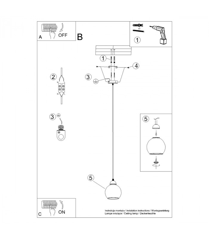 Alino Dome Pendant Ceiling Light Black-5