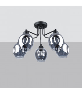 Fillan Multi Arm Semi Flush Ceiling Lamp Black-2