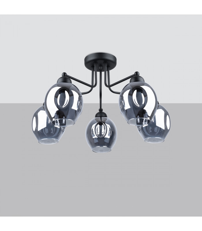 Fillan Multi Arm Semi Flush Ceiling Lamp Black-2