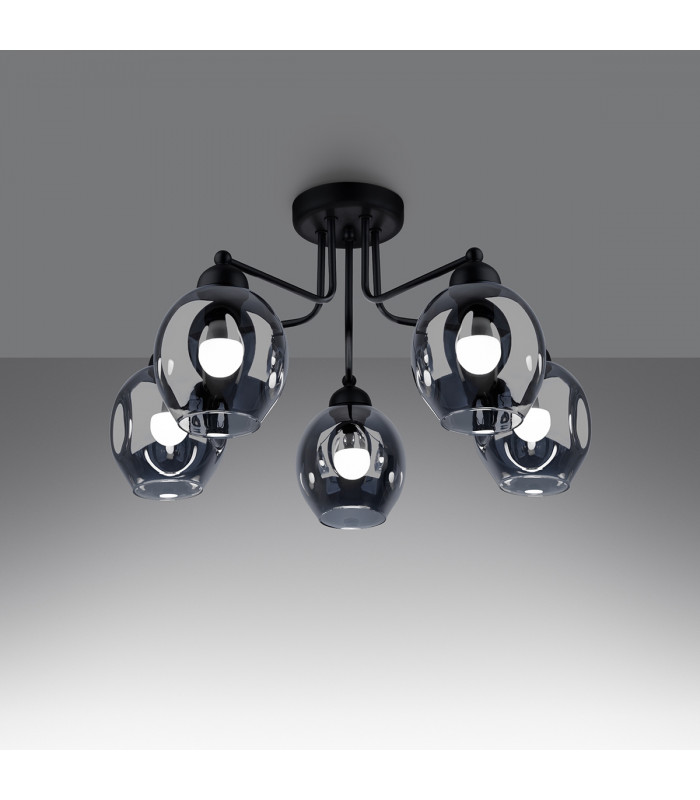 Fillan Multi Arm Semi Flush Ceiling Lamp Black-3
