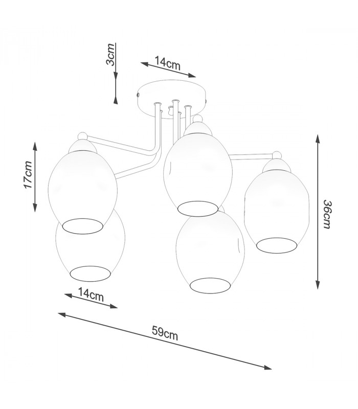 Fillan Multi Arm Semi Flush Ceiling Lamp Black-5