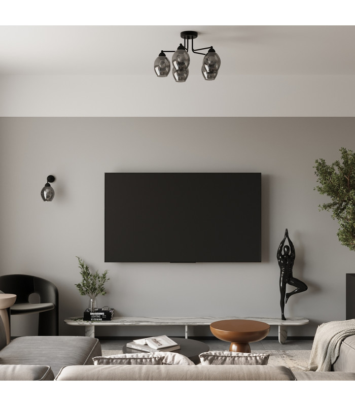 Fillan Multi Arm Semi Flush Ceiling Lamp Black-7