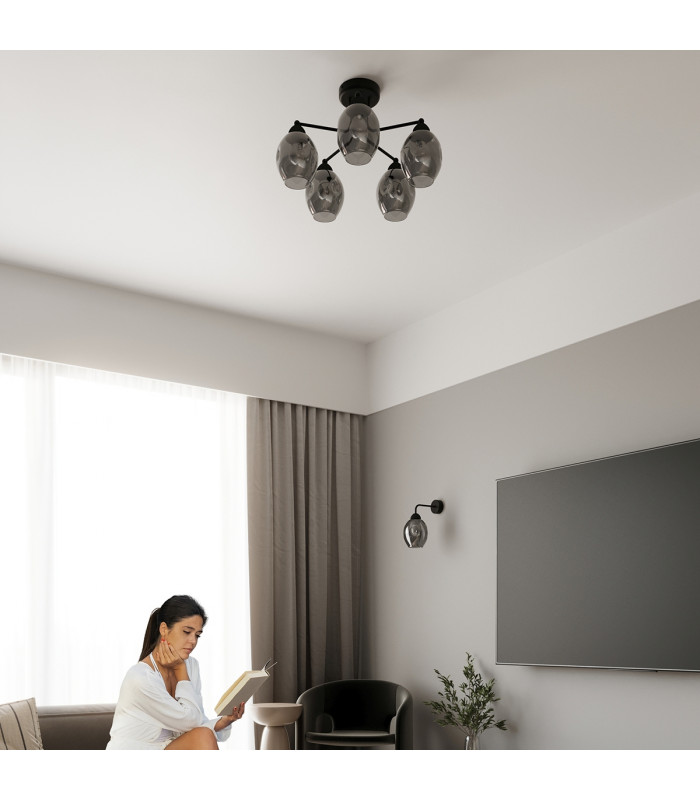 Fillan Multi Arm Semi Flush Ceiling Lamp Black-8