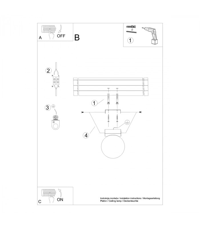 Yoli Globe Ceiling Light White-5