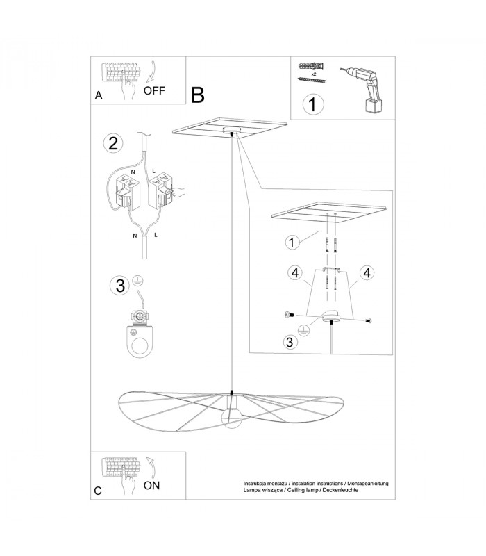 Eskola Wire Frame Pendant Ceiling Light Black-5