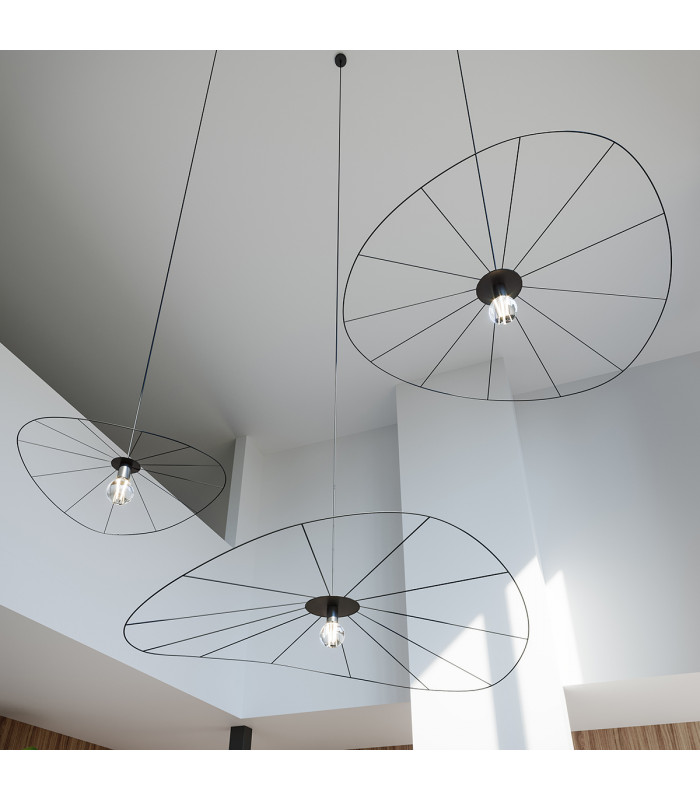 Eskola Wire Frame Pendant Ceiling Light Black-2