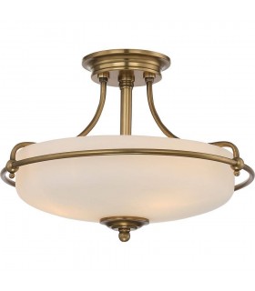 3 Light Semi-Flush Light - Weathered Brass, E27 - 1