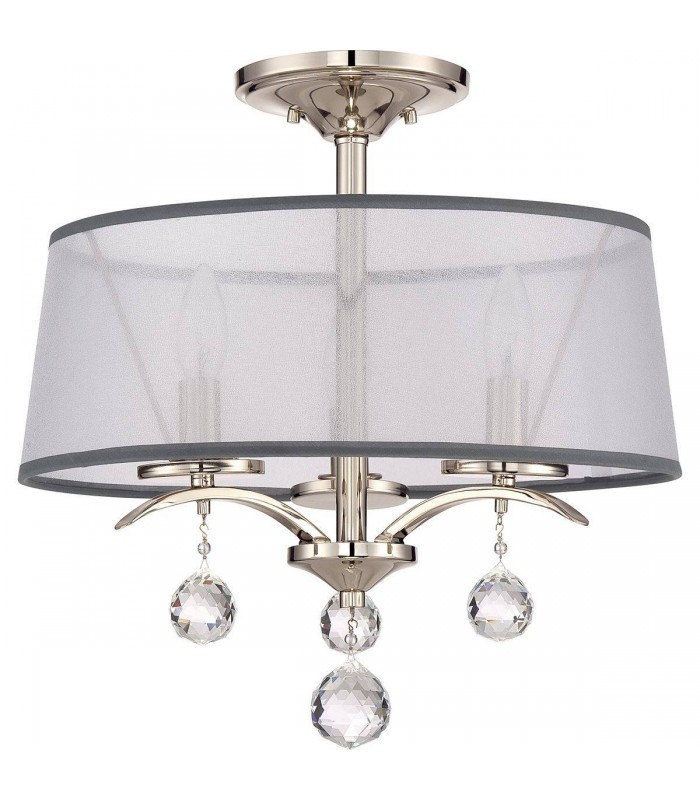 3 Light Semi Flush/Pendant  - Imperial Silver Finish, E14 - 1