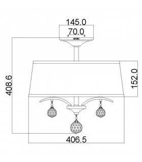 3 Light Semi Flush/Pendant  - Imperial Silver Finish, E14 - 2