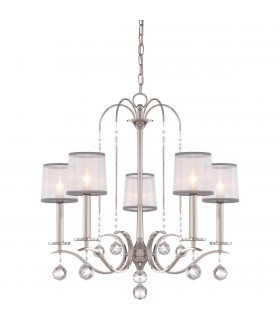 5 Light Multi Arm Chandelier Silver Finish, E14 - 1