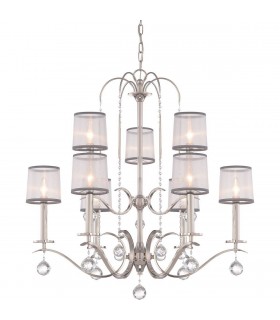 9 Light Multi Arm Chandelier Silver Finish, E14 - 1
