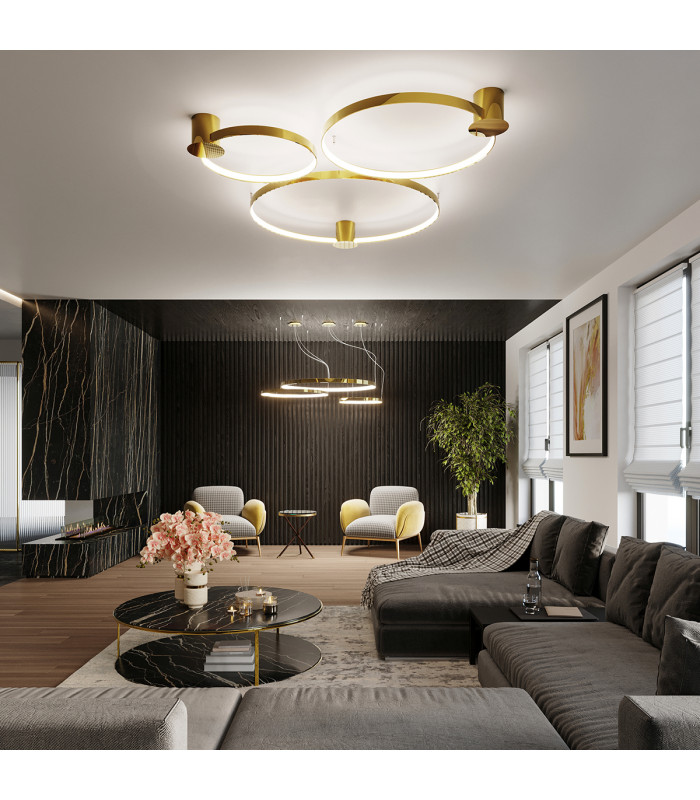 Rio Integrated Led Pendant Ceiling Light Polished Gold Galvanized-13