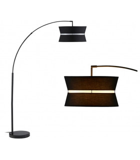 Arc Floor Lamp Steel Satin Black Painting Black Fabric Black Marble Base - Made.com - Clearance Stock