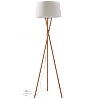 Tripod Floor Lamp Solid Wood Stand White Fabric Shade - Made.com - Clearance Stock