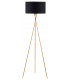 Tripod Floor Lamp Steel Crossed Legs In Satin Gold Black Fabric Shade In-Line Switch - Made.com - Clearance Stock
