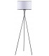 Tripod Floor Lamp Steel Crossed Legs In Satin Black Off-White Fabric Shade In-Line Switch - Made.com - Clearance Stock