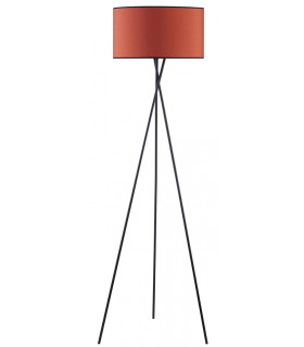 Tripod Floor Lamp Steel Crossed Legs In Satin Black Terracotta Fabric Shade In-Line Switch - Made.com - Clearance Stock