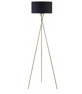 Tripod Floor Lamp Steel Crossed Legs In Brass Black Fabric Shade In-Line Switch - Made.com - Clearance Stock