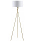 Tripod Floor Lamp Steel Crossed Legs In Brass White Fabric Shade In-Line Switch - Made.com - Clearance Stock