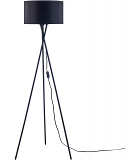 Tripod Floor Lamp Steel Crossed Legs In Satin Black Fabric Shade - Gold Inside In-Line Switch - Made.com - Clearance Stock-1