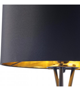 Tripod Floor Lamp Steel Crossed Legs In Satin Black Fabric Shade - Gold Inside In-Line Switch - Made.com - Clearance Stock-2