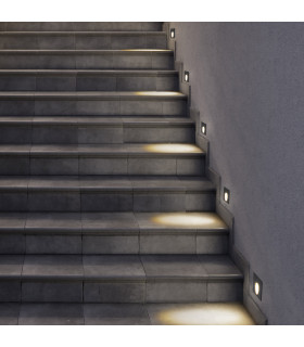 Icon Square LED Outdoor Recessed Wall Lamp Black Warm-White 3000K IP65-2