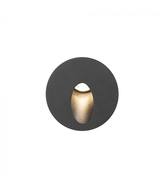 Icon Round LED Outdoor Recessed Wall Lamp Black Warm-White 3000K IP65-3