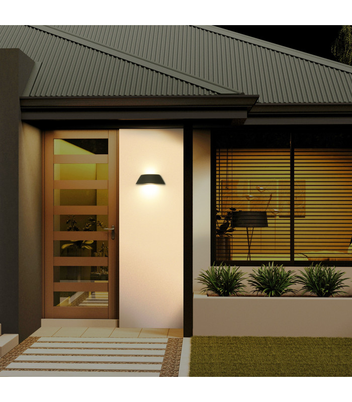 Courbe LED Outdoor Up Down Wall Lamp Urban grey Opal Warm-White 3000K IP65-2