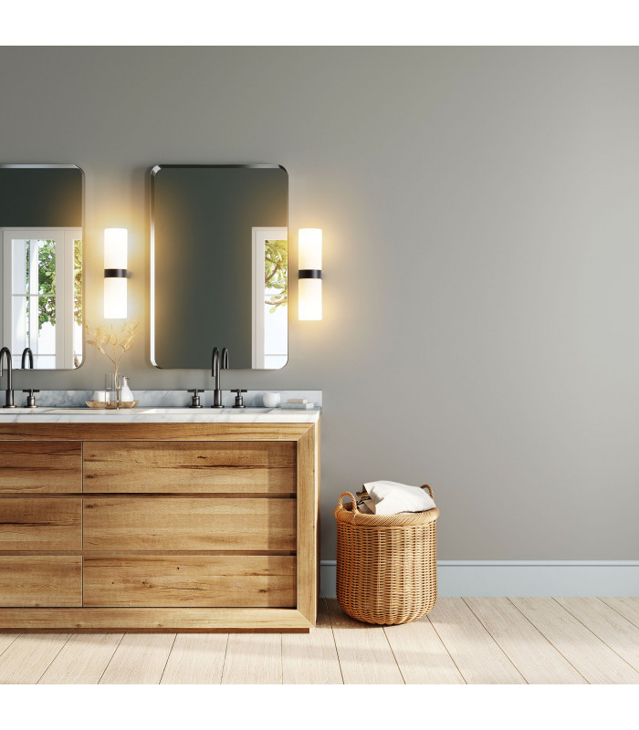 Metà Bathroom Wall Lamp Black Opal white IP44-2