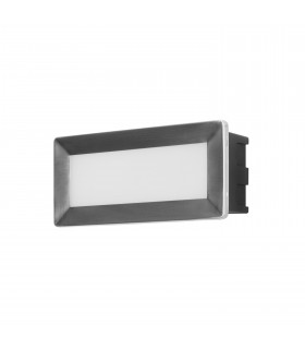 Rect LED Outdoor Recessed Wall Lamp Stainless steel Opal Warm-White 3000K IP65-1