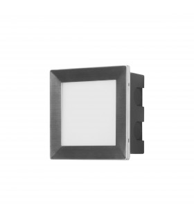 Rect LED Outdoor Recessed Wall Lamp Stainless steel Opal Warm-White 3000K IP65-1