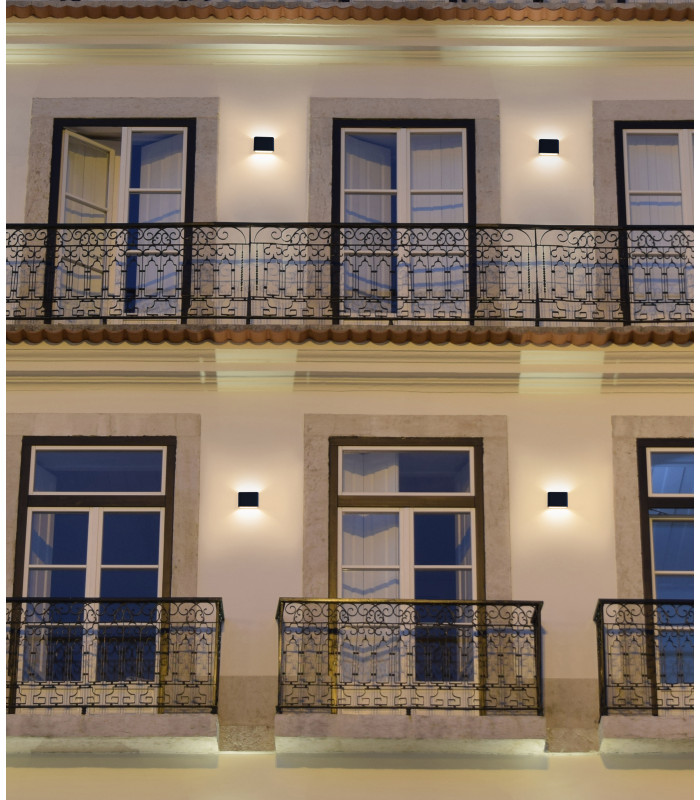 Slim LED Outdoor Up Down Wall Lamp Black Sandblasted Warm-White 3000K IP54-2