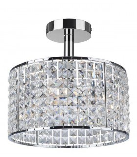 4 Light Semi Flush Bathroom Ceiling Ceiling Pendant Light Chrome, Crystal IP44, G9 - 1