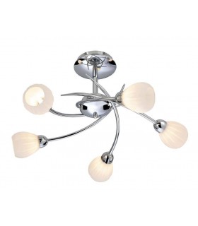 5 Light Semi Flush Multi Arm Chrome, Opal Glass, G9 - 1
