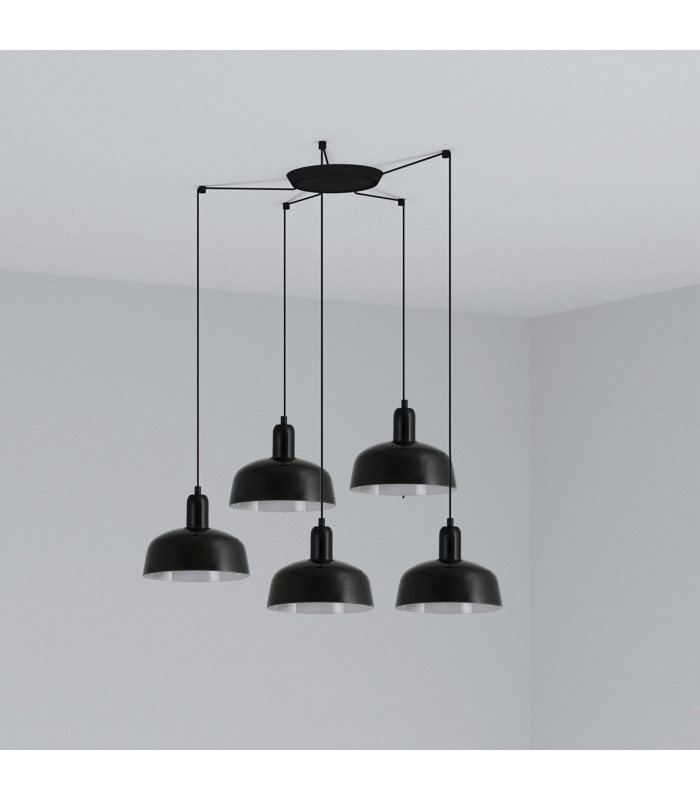 Tatawin Small 5 Light Black Cluster Drop Pendant Lamp-1