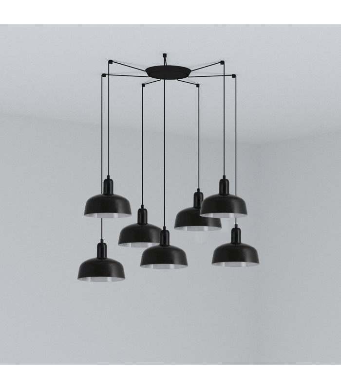 Tatawin Small 7 Light Black Cluster Drop Pendant Lamp-1